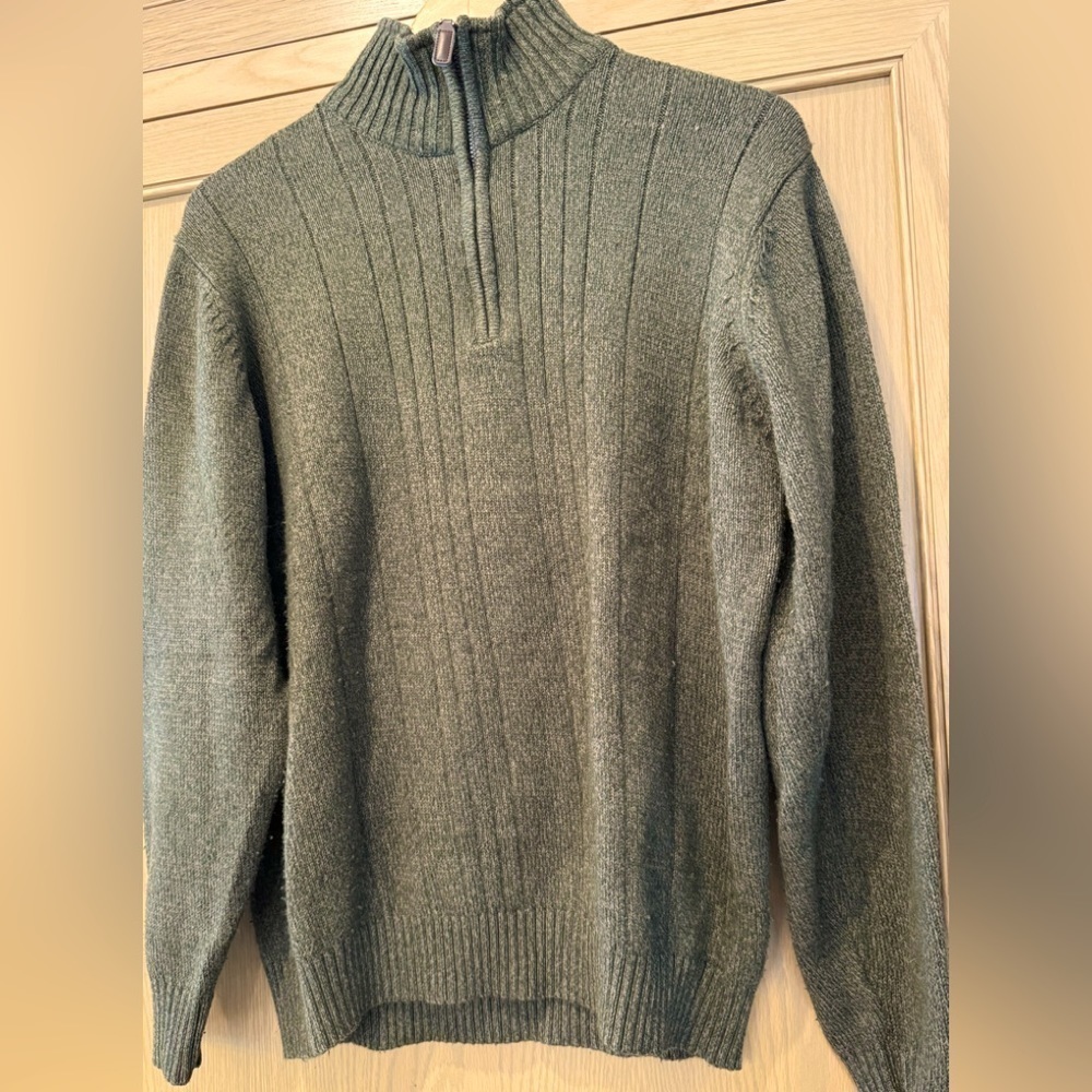 Vintage Oscar de la Renta Olive Green Quarter Zip Fleece Collar / Large